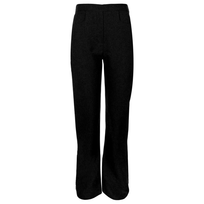 Girls BLACK School Trouser Elasticated Waist Pull Up Style