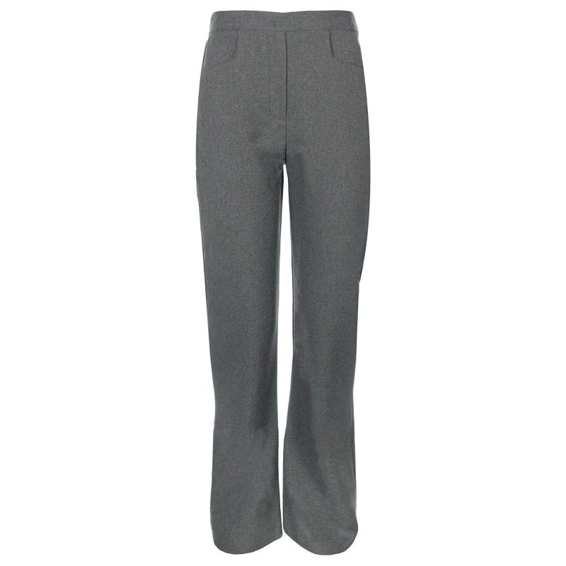 Girls GREY School Trouser Elasticated Waist Pull Up Style