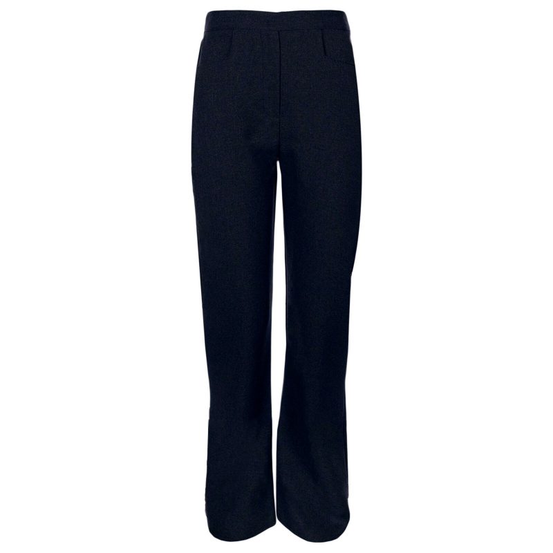 Girls NAVY School Trouser Elasticated Waist Pull Up Style