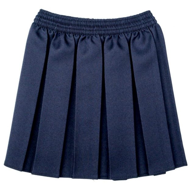Girls Box Pleated Skirt All Round Elasticated Waist for School Uniform-NAVY