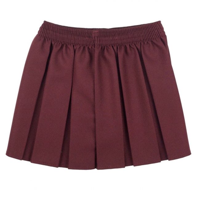 Girls Box Pleated Skirt All Round Elasticated Waist for School Uniform-MAROON