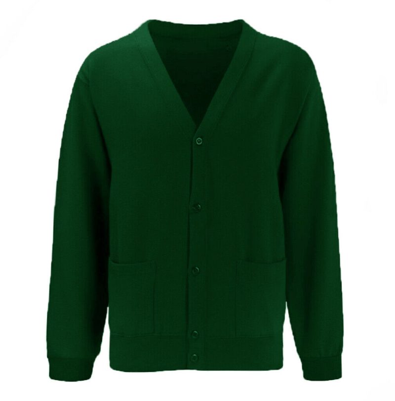 School Cardigan Buttoned Fleece Jumper V Neck - Image 3