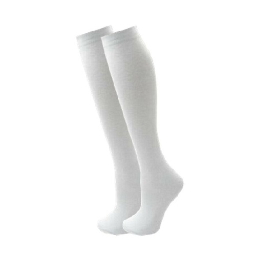 Plain Knee High Socks Cotton Rich School Uniform 6 Pairs- WHITE