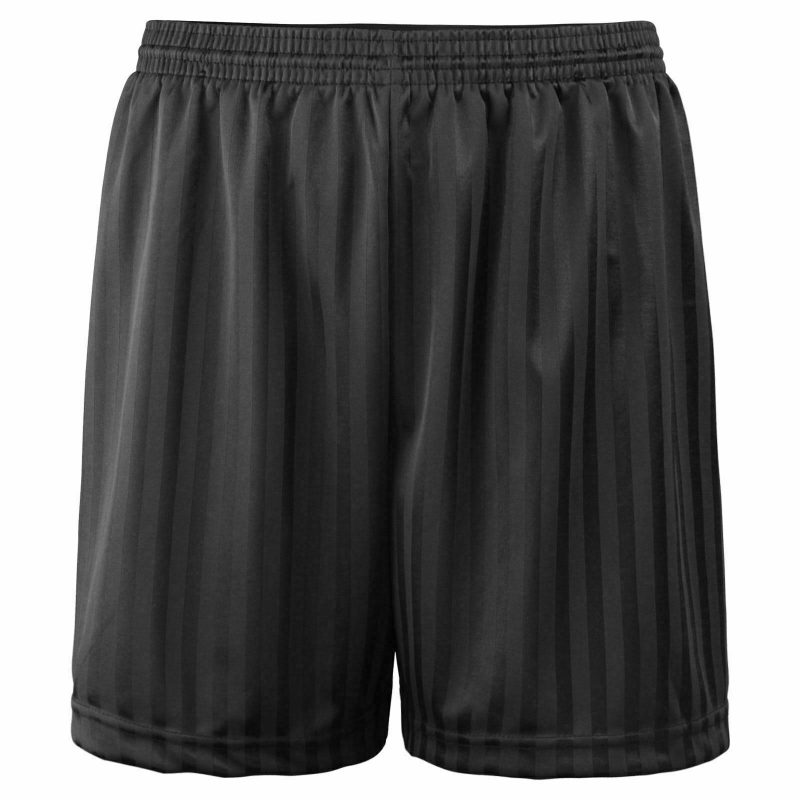 Boys/Girls Shadow Stripe PE Athletics Gym Shorts-BLACK