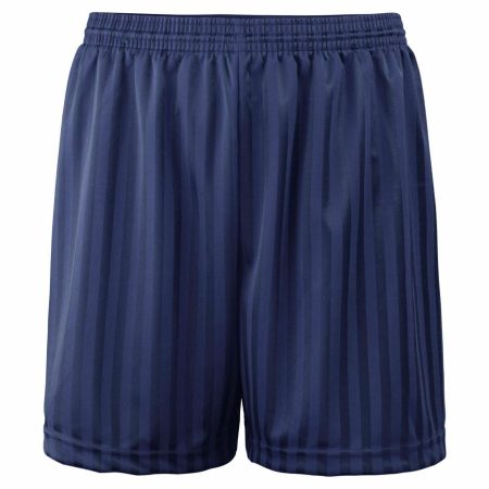 Boys/Girls Shadow Stripe PE Athletics Gym Shorts-NAVY