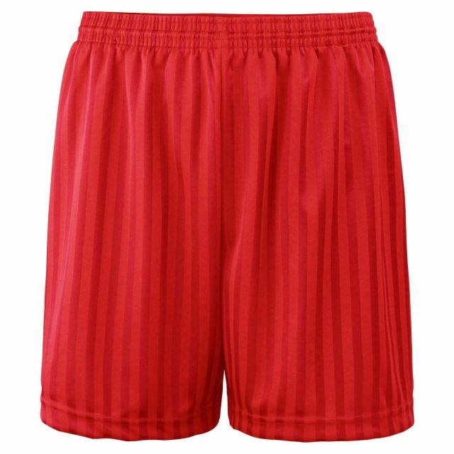 Boys/Girls Shadow Stripe PE Athletics Gym Shorts-RED
