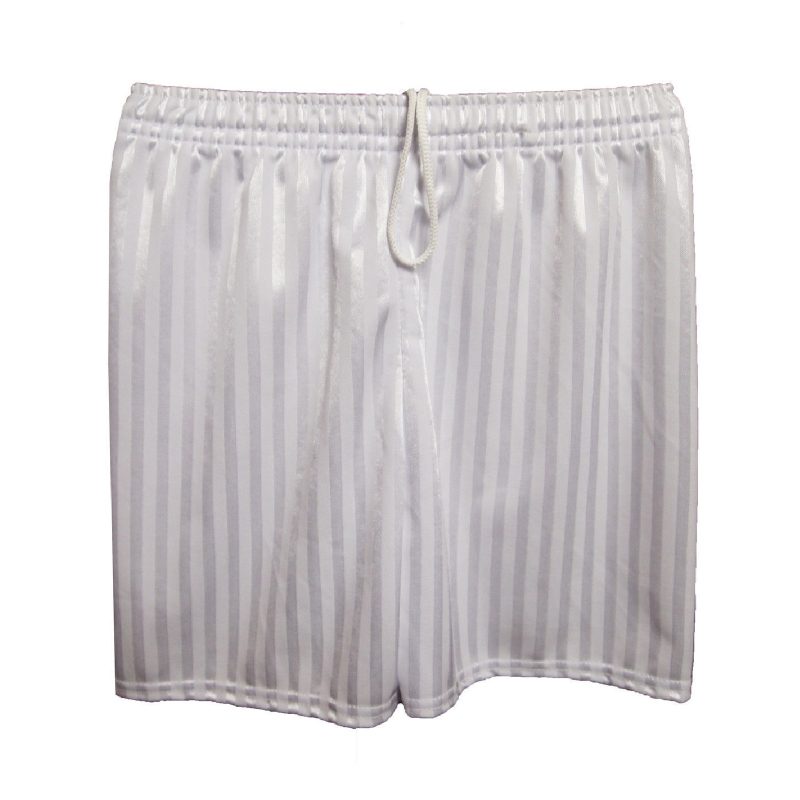 Boys/Girls Shadow Stripe PE Athletics Gym Shorts-WHITE