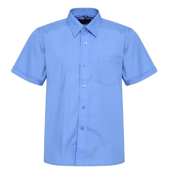 Girls Short Sleeve Easy Care Polycotton School Collar Shirt- BLUE ...