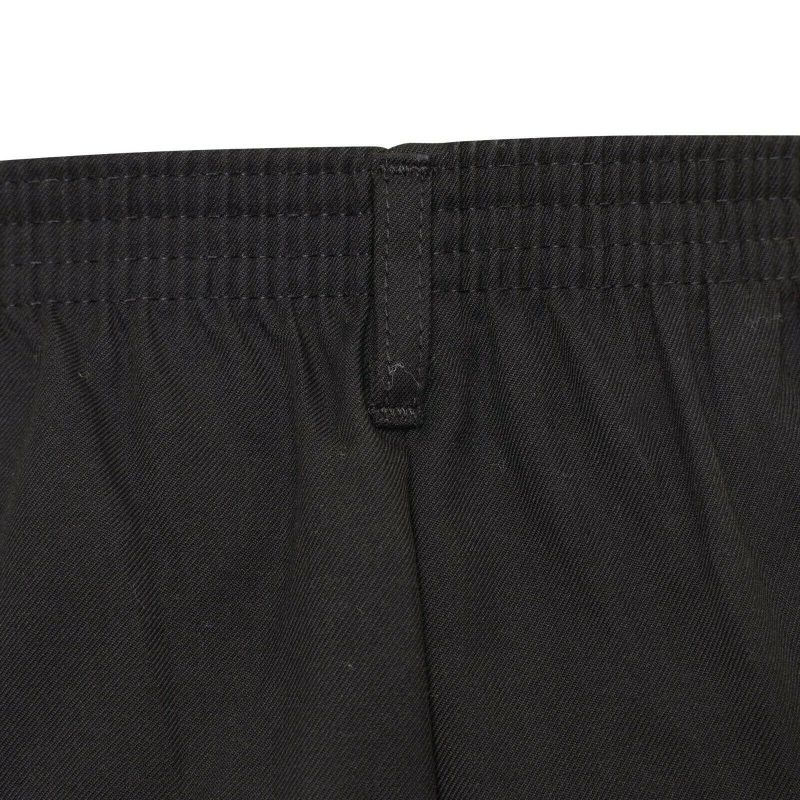 Boys Zip Clip Pull Up School Trousers Half Elasticated Waist-BLACK - Image 3