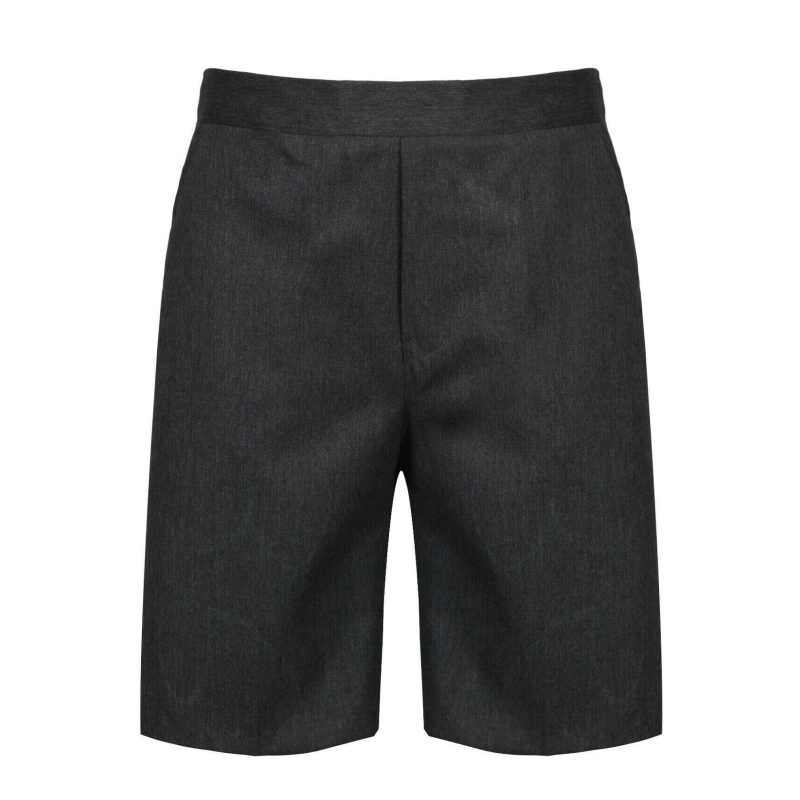 Boys Pull Up Summer Shorts Trousers Half Elasticated Uniform-GREY