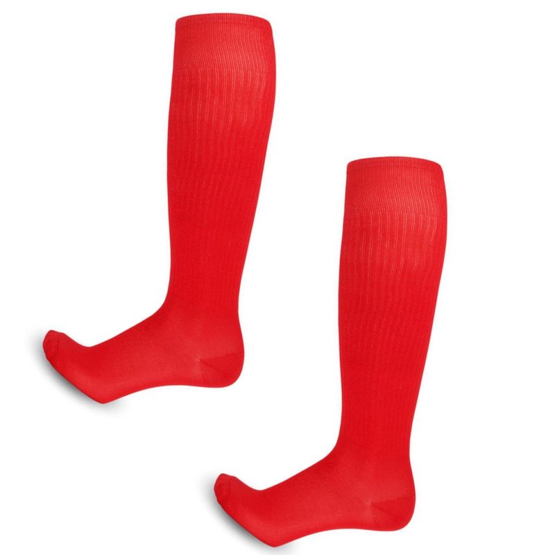 RED Plain Football Long Socks Hockey Soccer Rugby Kids Boys Mens Sports School PE