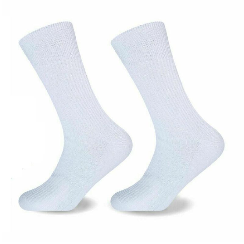 School Sports Ankle Socks Plain Cotton Rich for Running Gymnastics PE Hockey Soccer 05 Pairs- WHITE