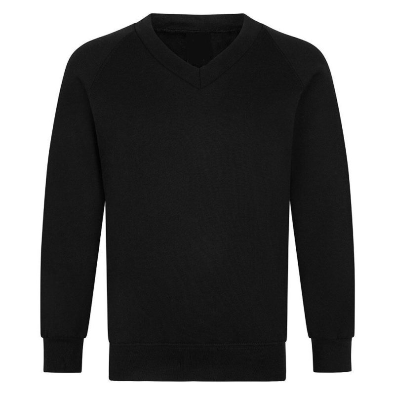 Boys & Girls School V Neck Jumper SweatShirt- BLACK