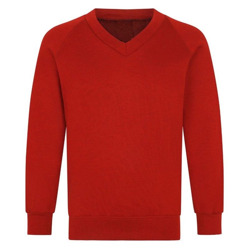 Boys & Girls School V Neck Jumper SweatShirt- RED