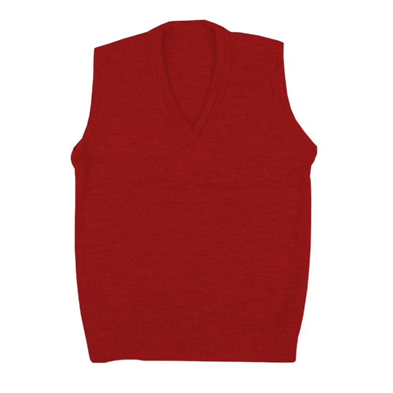 Knitted V Neck TankTop Sleeveless Jumper- RED