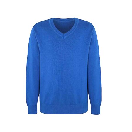 Knitted V Neck FULL Sleeve Jumper- Royal Blue -schoolunifom.co.uk