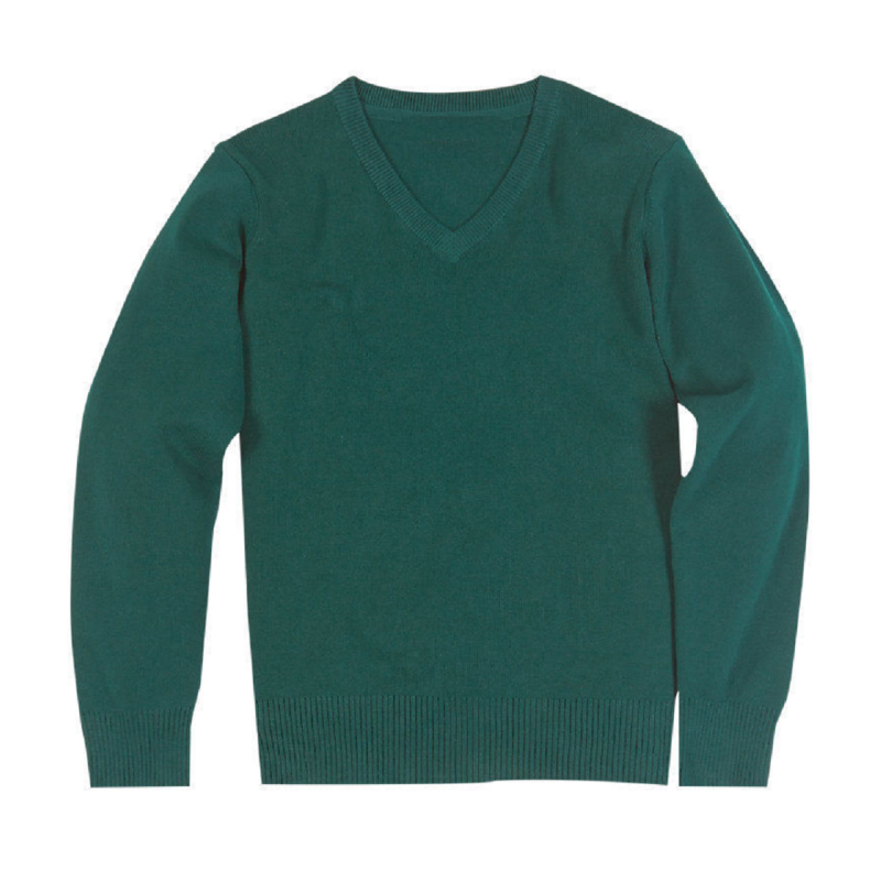 Knitted V Neck FULL Sleeve Jumper- Green-schoolunifom.co.uk