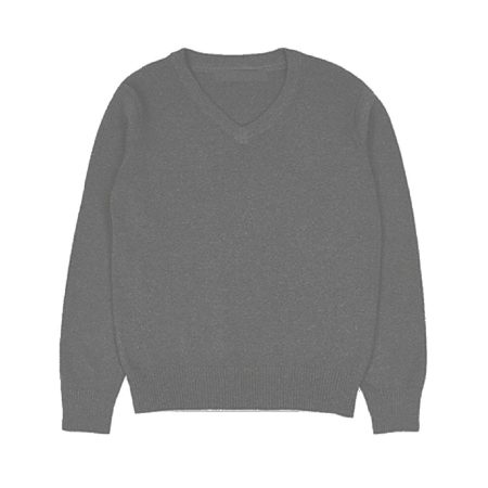 Knitted V Neck FULL Sleeve Jumper- Grey-schoolunifom.co.uk