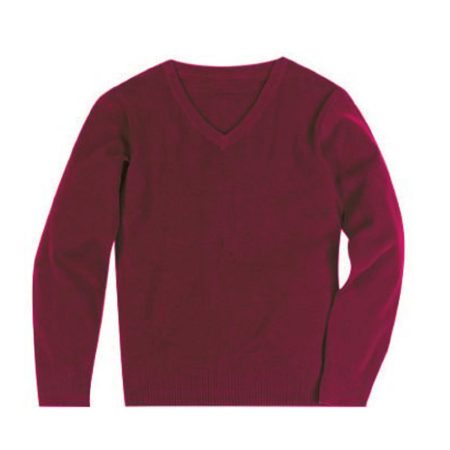 Knitted V Neck FULL Sleeve Jumper- Maroon -schoolunifom.co.uk