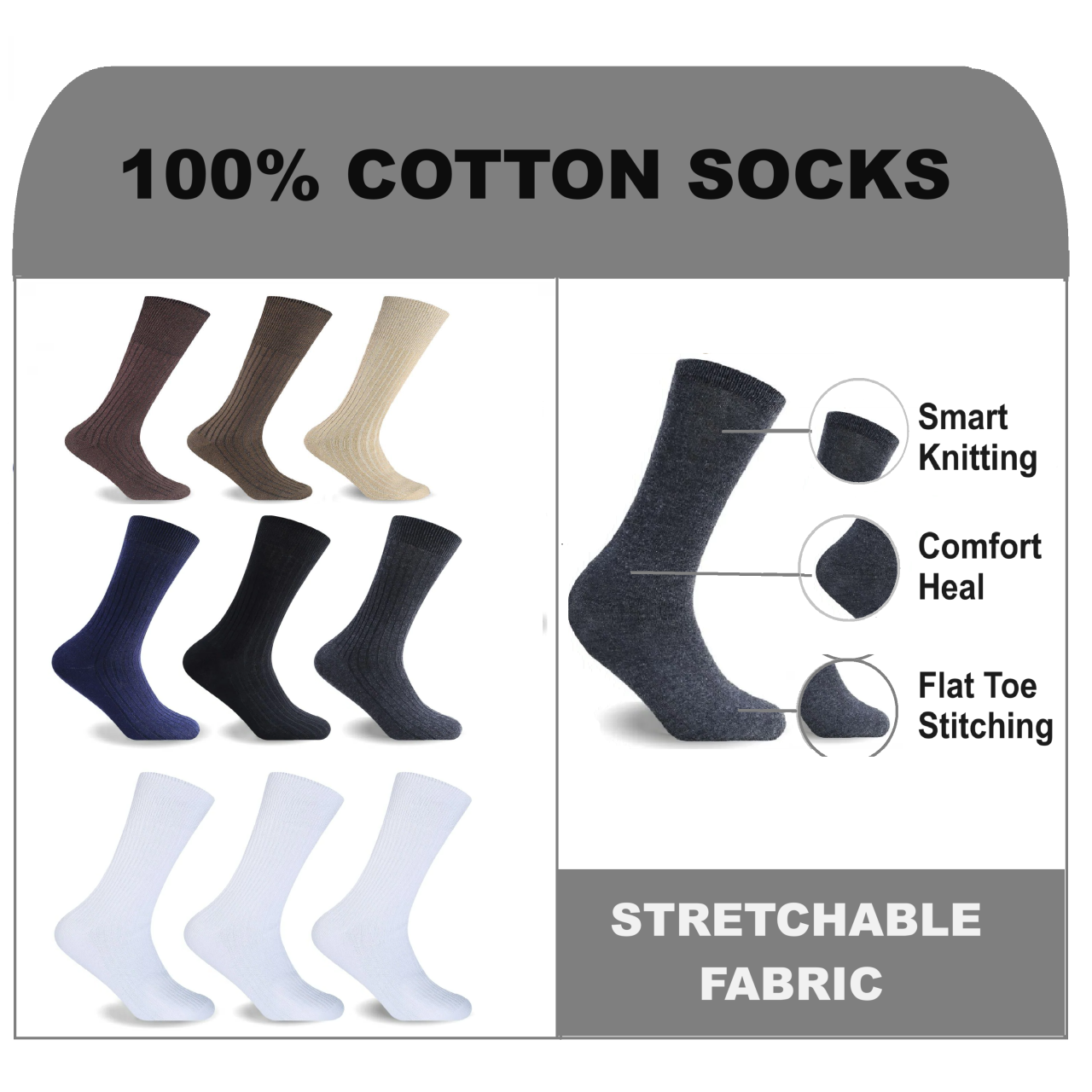 12 Paar Mens 100% Baumwolle Big Foot Diabetiker Verschiedene Nicht Elastische Socken, Herren Weiches Top Rippen Socken, Größe EU 11-14(BB10514A